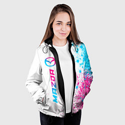 Куртка с капюшоном женская Mazda neon gradient style: по-вертикали, цвет: 3D-черный — фото 2