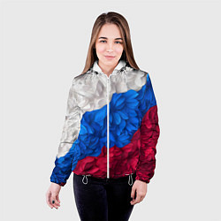 Куртка с капюшоном женская Флаг России из цветов, цвет: 3D-белый — фото 2