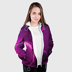Куртка с капюшоном женская Фиолетовые шары, цвет: 3D-белый — фото 2