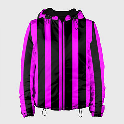 Куртка с капюшоном женская В полоску черного и фиолетового цвета, цвет: 3D-черный