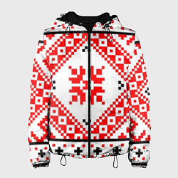 Куртка с капюшоном женская Удмуртский стиль, цвет: 3D-черный