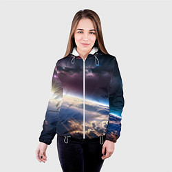 Куртка с капюшоном женская Планета и космос, цвет: 3D-белый — фото 2