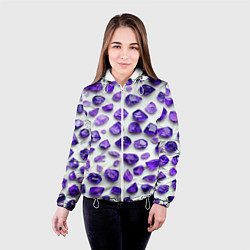 Куртка с капюшоном женская Россыпь аметистов, цвет: 3D-белый — фото 2