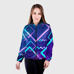 Куртка с капюшоном женская Разноцветные квадраты цветные, цвет: 3D-черный — фото 2