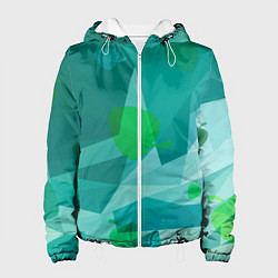 Куртка с капюшоном женская Листочки и треугольники, цвет: 3D-белый