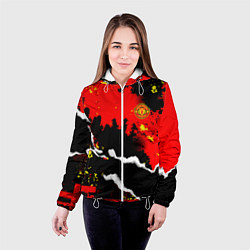 Куртка с капюшоном женская ФК Манчестер Юнайтед команда, цвет: 3D-белый — фото 2