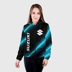 Куртка с капюшоном женская Suzuki неоновые лампы, цвет: 3D-черный — фото 2