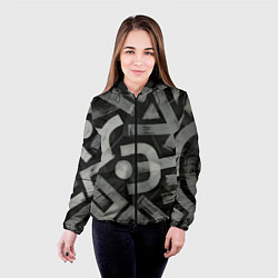 Куртка с капюшоном женская Шрифтовые узоры, цвет: 3D-черный — фото 2