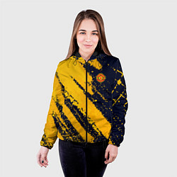 Куртка с капюшоном женская ФК Манчестер Юнайтед эмблема, цвет: 3D-черный — фото 2