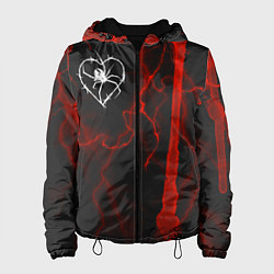 Куртка с капюшоном женская Гранж, разводы и паук, цвет: 3D-черный