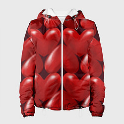 Куртка с капюшоном женская Red hearts, цвет: 3D-белый