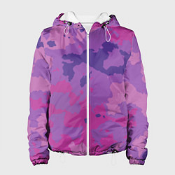 Куртка с капюшоном женская Фиолетовый камуфляж, цвет: 3D-белый