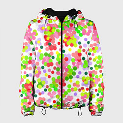 Куртка с капюшоном женская Разноцветное конфетти на белом, цвет: 3D-черный