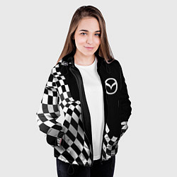Куртка с капюшоном женская Mazda racing flag, цвет: 3D-черный — фото 2