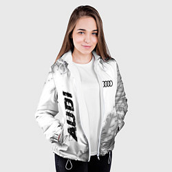Куртка с капюшоном женская Audi speed на светлом фоне со следами шин: надпись, цвет: 3D-белый — фото 2