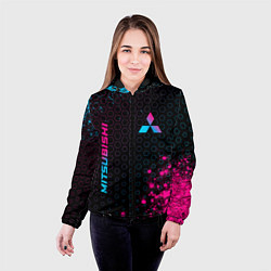 Куртка с капюшоном женская Mitsubishi - neon gradient: надпись, символ, цвет: 3D-черный — фото 2