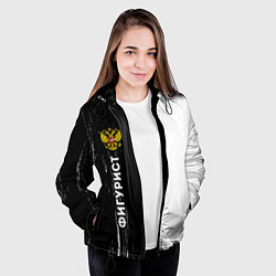 Куртка с капюшоном женская Фигурист из России и герб РФ: по-вертикали, цвет: 3D-черный — фото 2