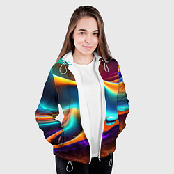 Куртка с капюшоном женская Абстракция - жидкость, цвет: 3D-белый — фото 2