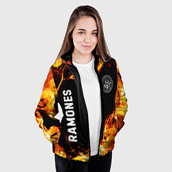 Куртка с капюшоном женская Ramones и пылающий огонь, цвет: 3D-черный — фото 2