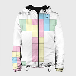 Куртка с капюшоном женская Тетрис буква т падающие блоки, цвет: 3D-черный