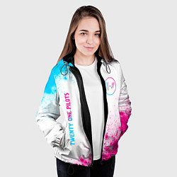 Куртка с капюшоном женская Twenty One Pilots neon gradient style: надпись, си, цвет: 3D-черный — фото 2
