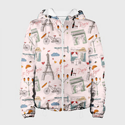 Куртка с капюшоном женская Париж я тебя люблю, цвет: 3D-белый