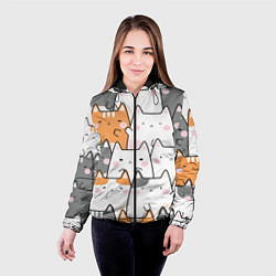 Куртка с капюшоном женская Семья котиков, цвет: 3D-черный — фото 2