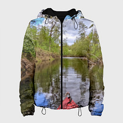 Куртка с капюшоном женская Красная байдарка, цвет: 3D-черный