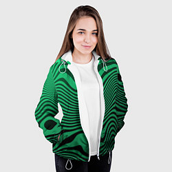 Куртка с капюшоном женская Абстрактный узор волн, цвет: 3D-белый — фото 2