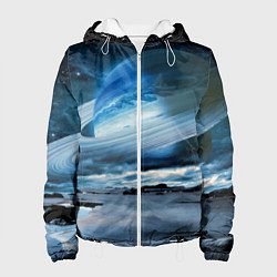 Куртка с капюшоном женская Падение Сатурна - пейзаж, цвет: 3D-белый