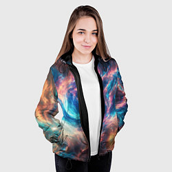 Куртка с капюшоном женская Космические узоры необычные, цвет: 3D-черный — фото 2