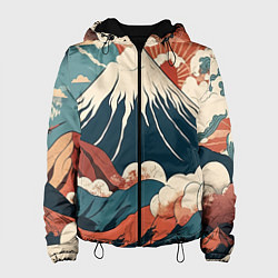 Куртка с капюшоном женская Ретро Фудзияма, цвет: 3D-черный