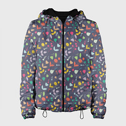 Куртка с капюшоном женская Милые листочки, цвет: 3D-черный
