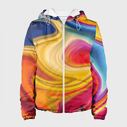 Куртка с капюшоном женская Цветная волна, цвет: 3D-белый