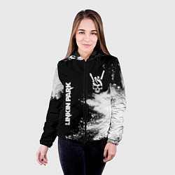 Куртка с капюшоном женская Linkin Park и рок символ на темном фоне, цвет: 3D-черный — фото 2