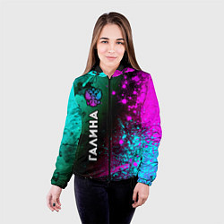 Куртка с капюшоном женская Галина и неоновый герб России: по-вертикали, цвет: 3D-черный — фото 2