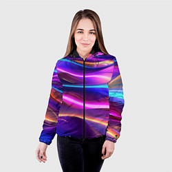 Куртка с капюшоном женская Неоновые волны, цвет: 3D-черный — фото 2