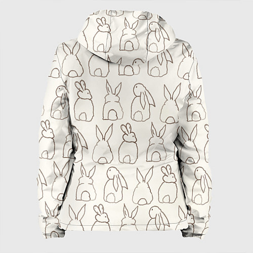 Женская куртка Хвостики зайчиков - паттерн на молочном / 3D-Черный – фото 2