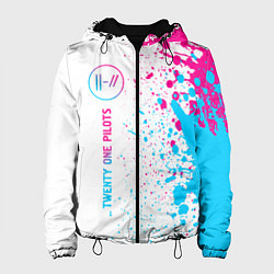 Куртка с капюшоном женская Twenty One Pilots neon gradient style: по-вертикал, цвет: 3D-черный