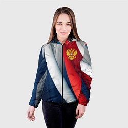 Куртка с капюшоном женская Герб России абстракция, цвет: 3D-черный — фото 2