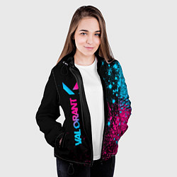 Куртка с капюшоном женская Valorant - neon gradient: по-вертикали, цвет: 3D-черный — фото 2
