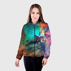 Куртка с капюшоном женская Аморфный цветастый космос, цвет: 3D-черный — фото 2