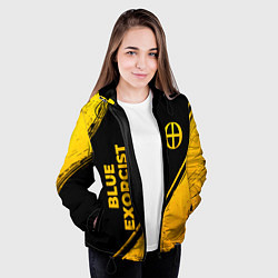 Куртка с капюшоном женская Blue Exorcist - gold gradient: надпись, символ, цвет: 3D-черный — фото 2