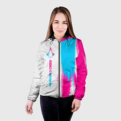 Куртка с капюшоном женская Assassins Creed neon gradient style: по-вертикали, цвет: 3D-черный — фото 2