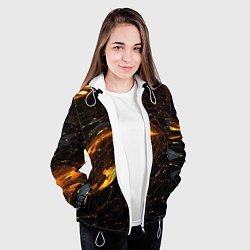 Куртка с капюшоном женская Black gold texture, цвет: 3D-белый — фото 2