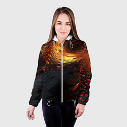 Куртка с капюшоном женская Золотые волнистые линии, цвет: 3D-белый — фото 2