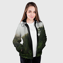 Куртка с капюшоном женская Я из Сибири на фоне леса, цвет: 3D-черный — фото 2