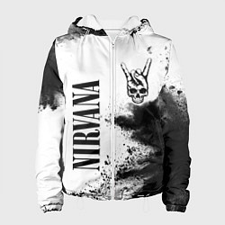 Куртка с капюшоном женская Nirvana и рок символ на светлом фоне, цвет: 3D-белый