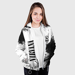 Куртка с капюшоном женская Nirvana и рок символ на светлом фоне, цвет: 3D-белый — фото 2