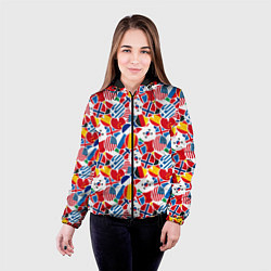 Куртка с капюшоном женская Флаги стран мира, цвет: 3D-черный — фото 2